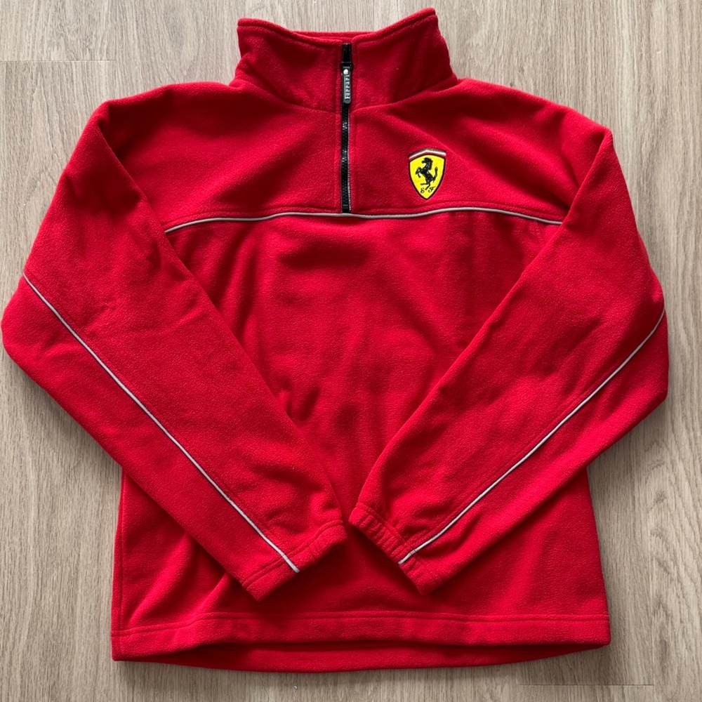 Ferrari Red Fleece Quarter Zip Pullover Jacket